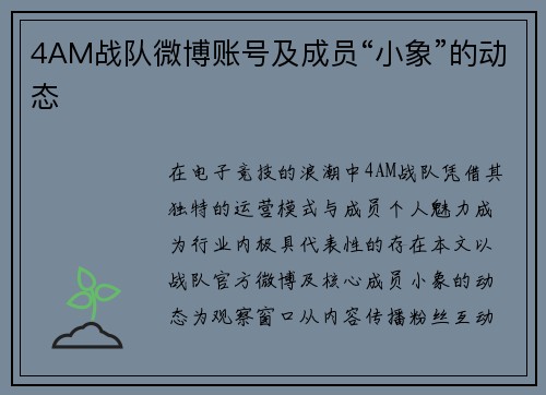 4AM战队微博账号及成员“小象”的动态